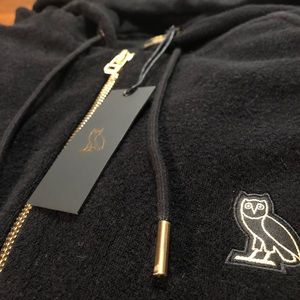 OVO French Terry Hoodie Black and Gold Zipper